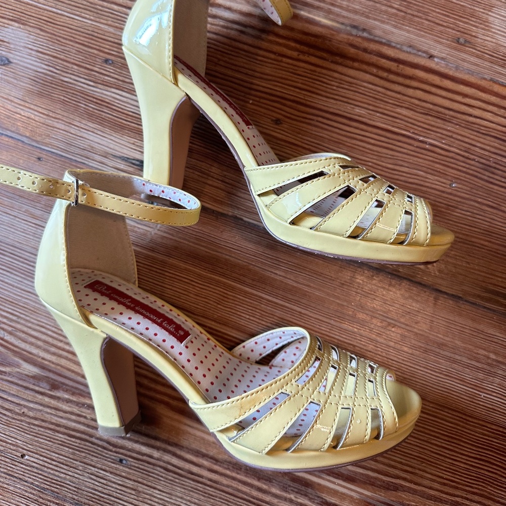 Retro B. A. I. T.  footwear yellow patent leather heeled sandals-6